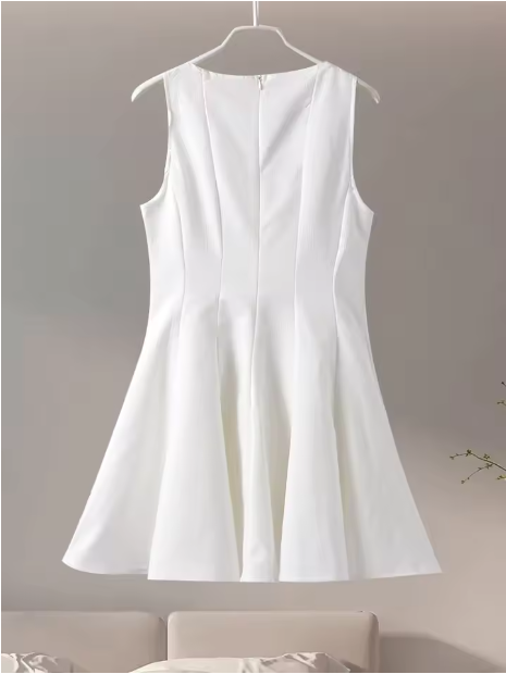 Chic White A-Line Round-neck Party Dress Homecoming Dress Cocktail Dress TP2133