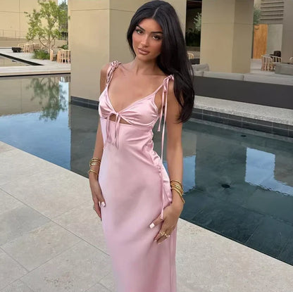 Spaghetti Strap Deep V Neck Satin Mermaid Long Prom Dress Evening Dress TP2445