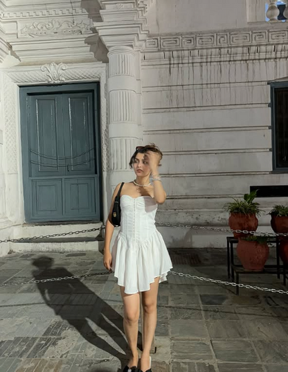 Elegant White Strapless Sweetheart Neck A-Line Short Party Dress Homecoming Dress TP2479