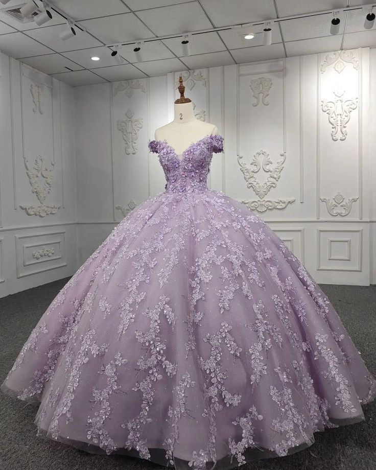 Gorgeous A-line purple tutu off-the-shoulder floral dress with tail prom dress evening dress TP2575