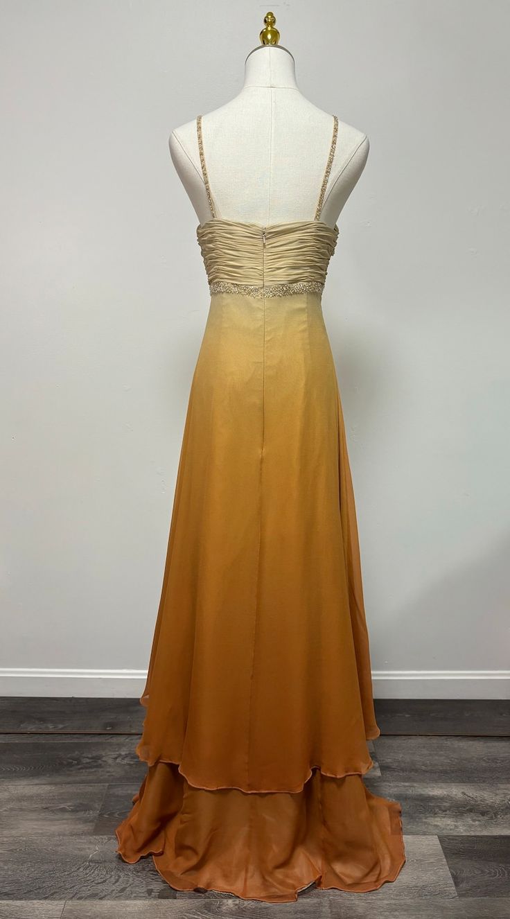Vintage A-line Spaghetti Strap Beaded Chiffon Long Prom Dress Evening Dress TP2628