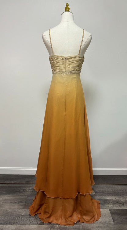 Vintage A-line Spaghetti Strap Beaded Chiffon Long Prom Dress Evening Dress TP2628