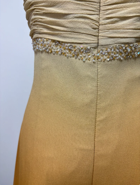 Vintage A-line Spaghetti Strap Beaded Chiffon Long Prom Dress Evening Dress TP2628