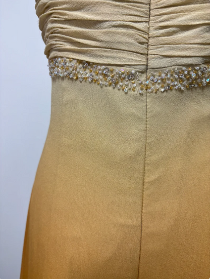 Vintage A-line Spaghetti Strap Beaded Chiffon Long Prom Dress Evening Dress TP2628