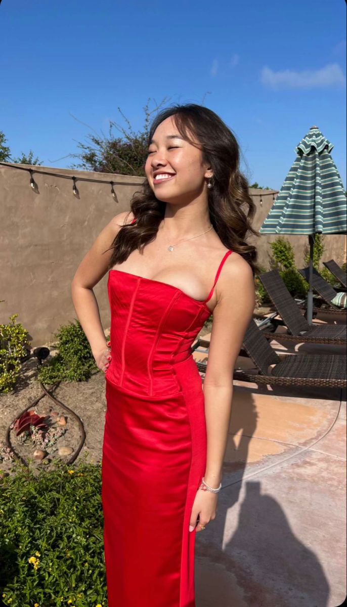 Beautiful Red Strapless Sleeveless Satin Mermaid Prom Dress Evening Dress TP2690