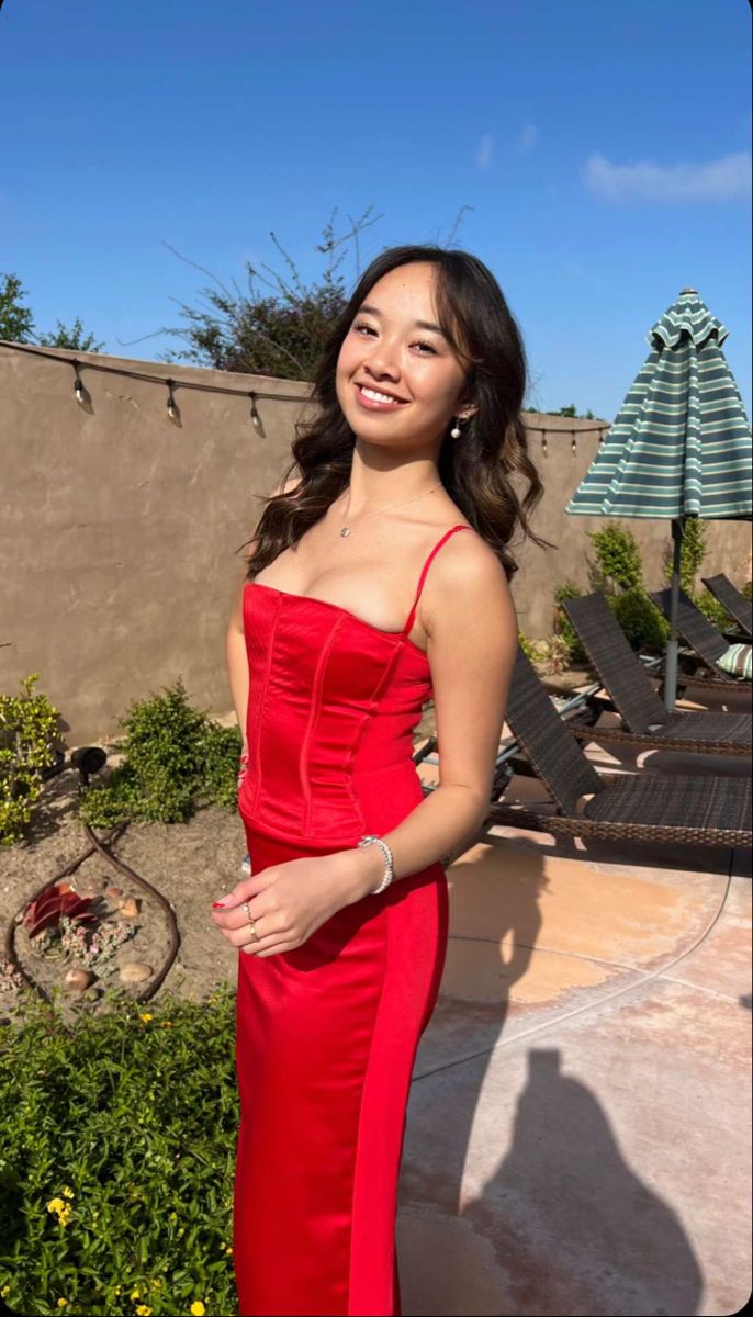 Beautiful Red Strapless Sleeveless Satin Mermaid Prom Dress Evening Dress TP2690