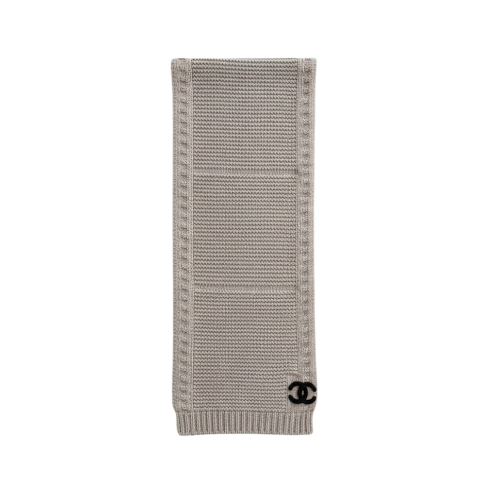 Chanel Cashmere Knit Scarve Beige