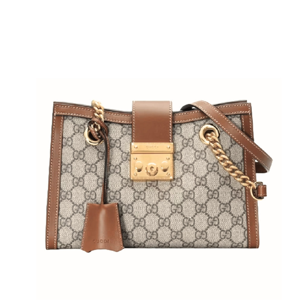 Gucci Padlock Small Shoulder Bag Brown Gg Supreme 25Cm