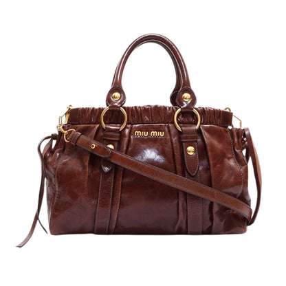 MIU MIU SIDE RIBBON 2WAY HANDBAG BURGUNDY 33CM
