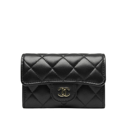 Chanel Classic Card Holder With Gold Hardware Black 11Cm