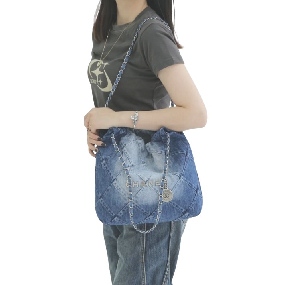 Chanel 22 Handbag Washed Denim 36Cm AS3261 B10439 NM981