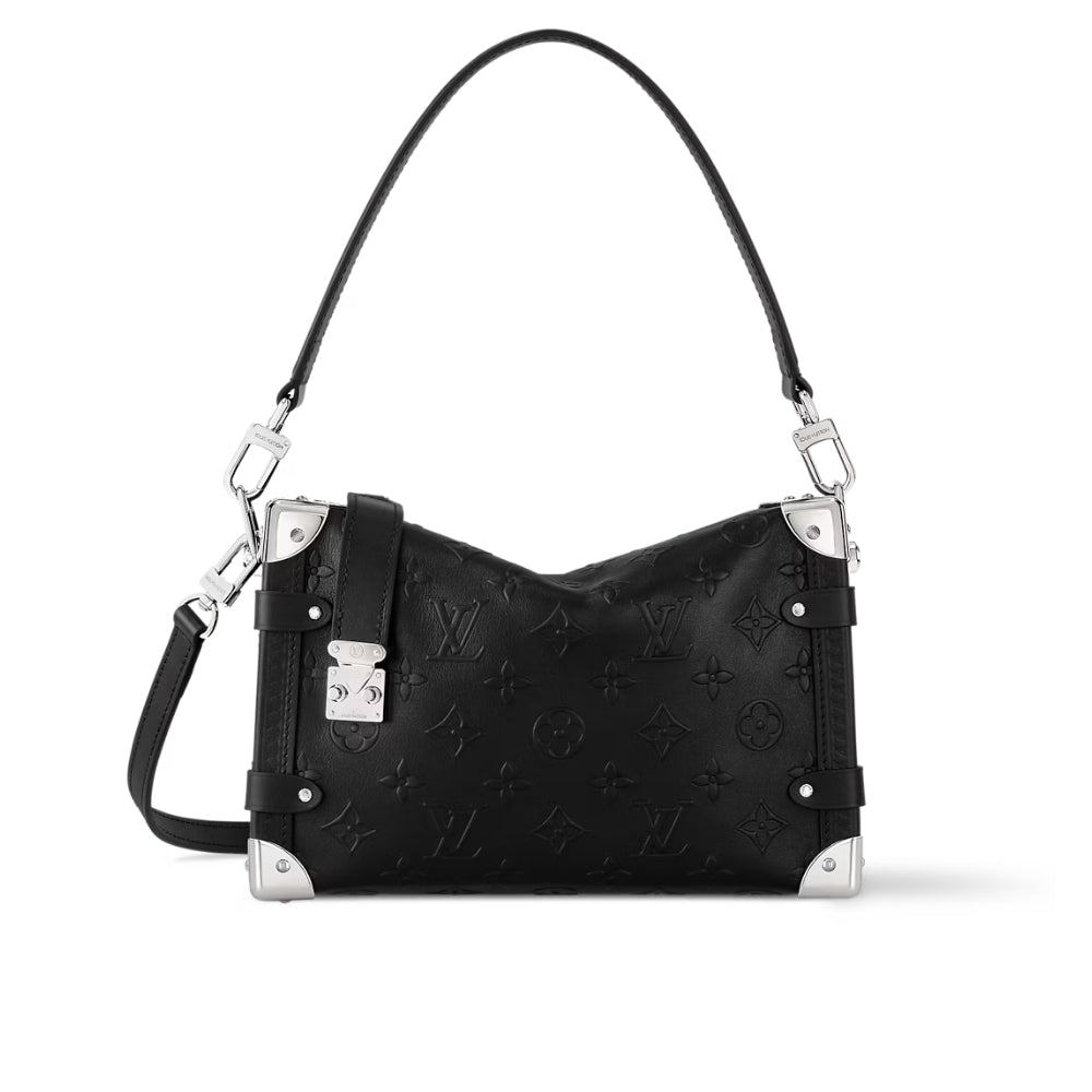 Louis Vuitton MM Side Trunk Bag Silver Metal Black 23Cm M14572