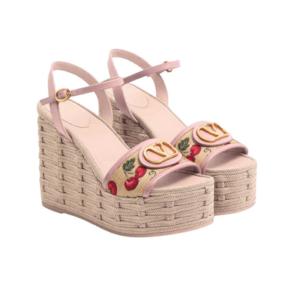 VALENTINO GARAVANI NATURAL LOGO WEDGES SANDAL BEIGE 6W0S0LY9CEC32H