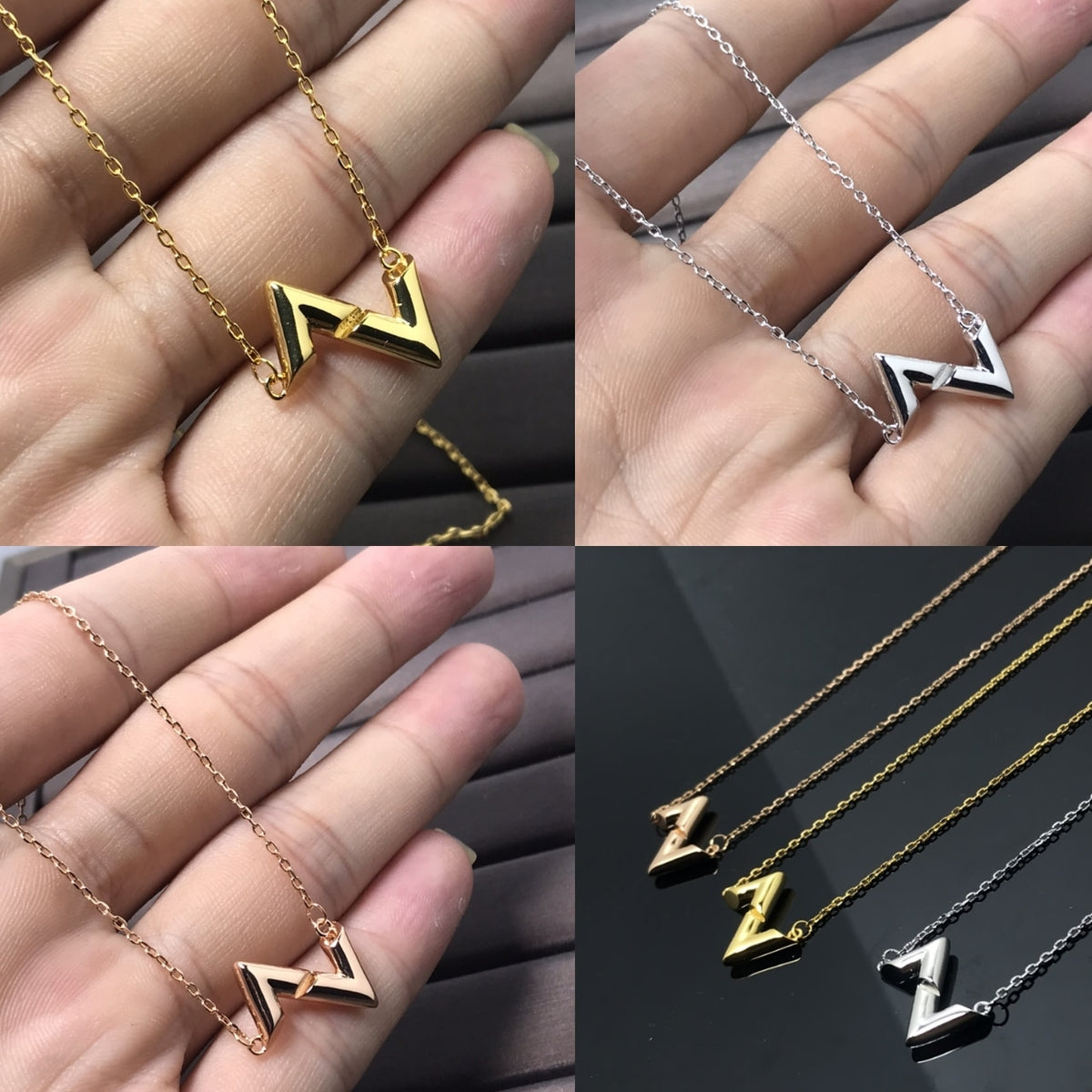 LOUIS VUITTON VOLT UPSIDE DOWN PENDANT YELLOW GOLD NECKLACE Q93868
