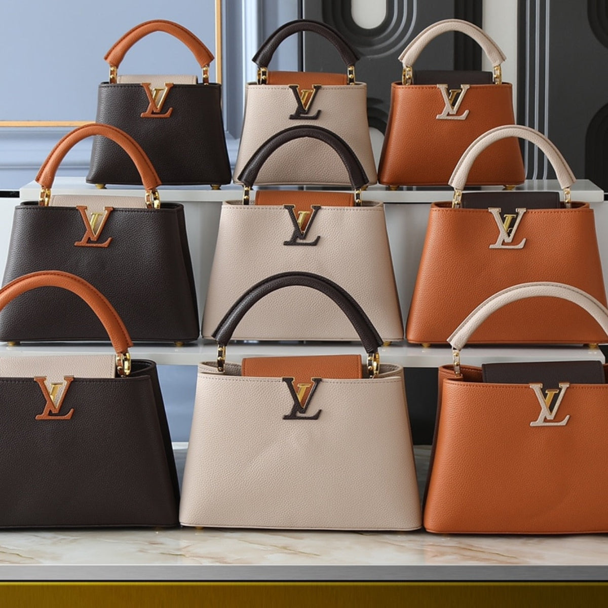 LOUIS VUITTON CAPUCINES MM BAG BROWN 27CM M20581