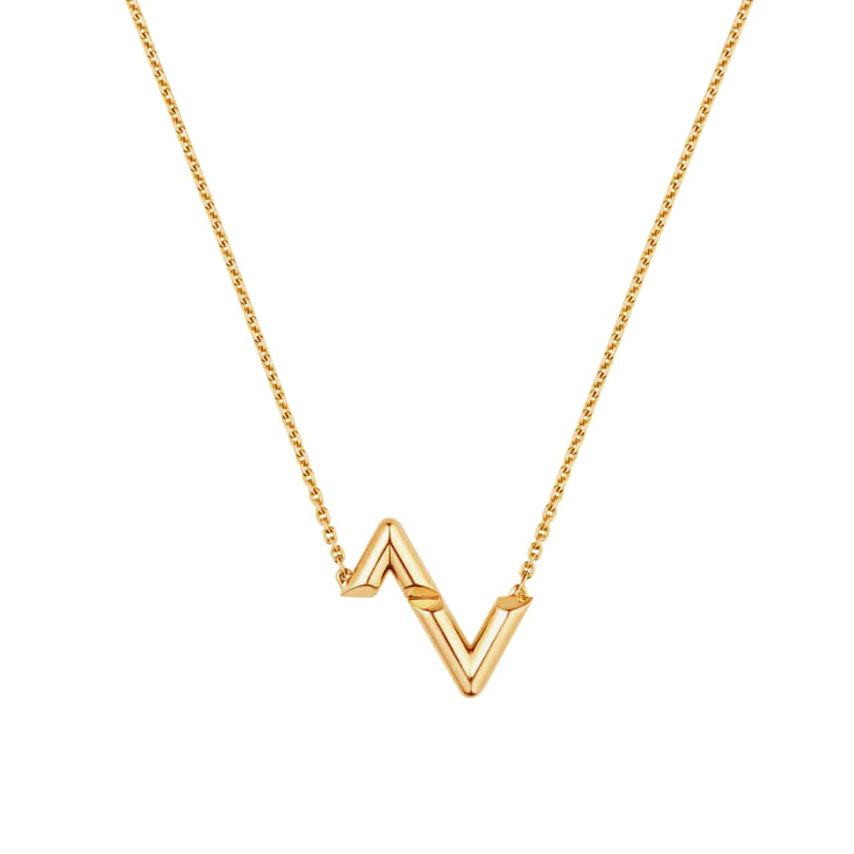 LOUIS VUITTON VOLT UPSIDE DOWN PENDANT YELLOW GOLD NECKLACE Q93868