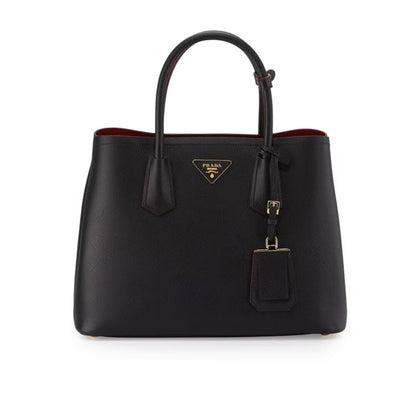 Prada Saffiano Cuir Double Small Tote Bag Black 30Cm