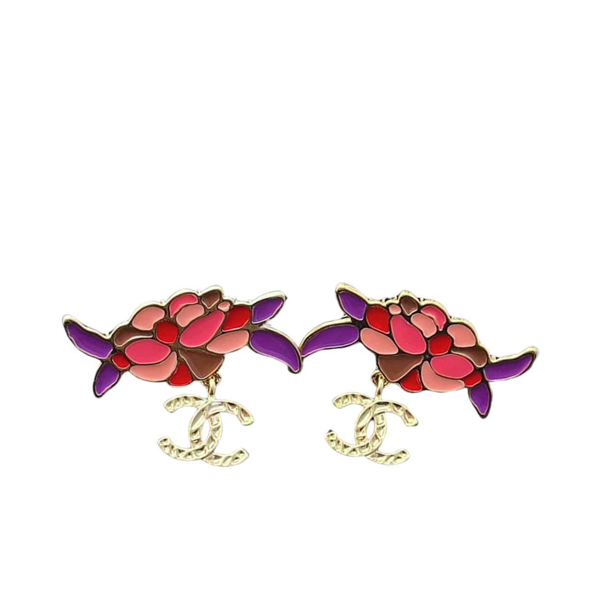 CHANEL PENDANT EARRINGS GOLD AND MULTICOLOUR ABF933 B21129 U2138
