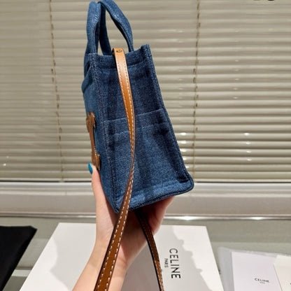CELINE SMALL CABAS TOTE BAG DENIM BLUE 25CM 199162GFF 05BD