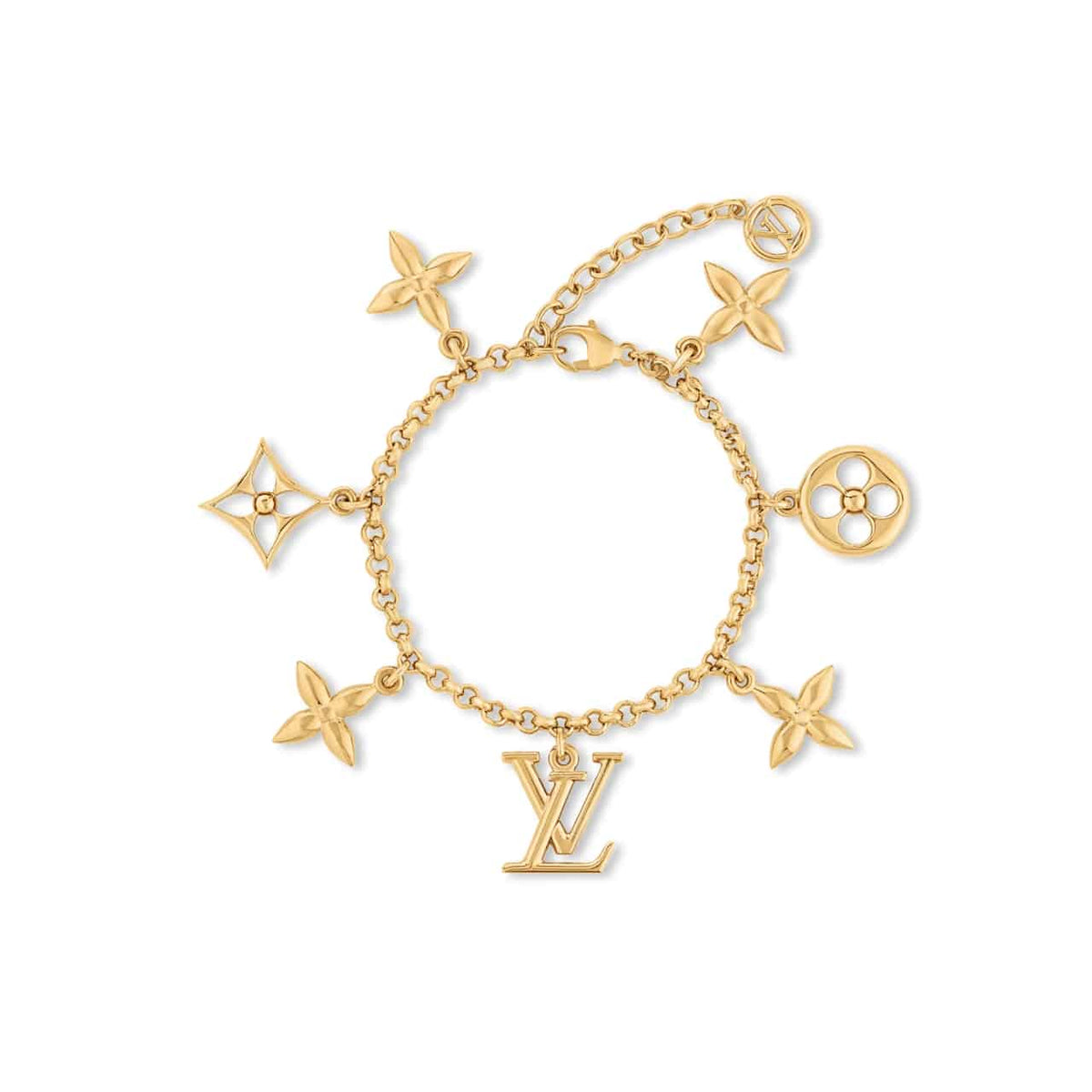 LOUIS VUITTON LV ICONIC CHARMS BRACELET GOLD M1376A
