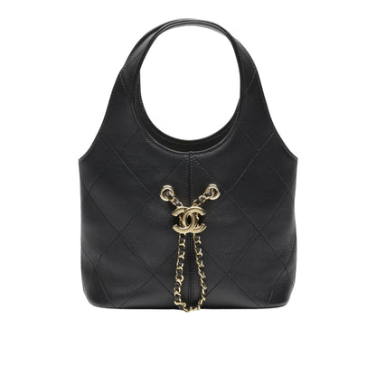 Chanel Small Shopping Bag Gold Tone Hardware Black 22Cm