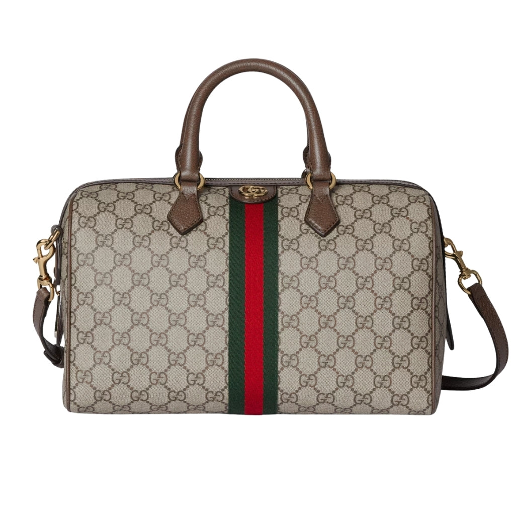 Gucci Ophidia Large Boston Bag Beige And Dark Brown 30cm ‎836824 FAE0J 9867