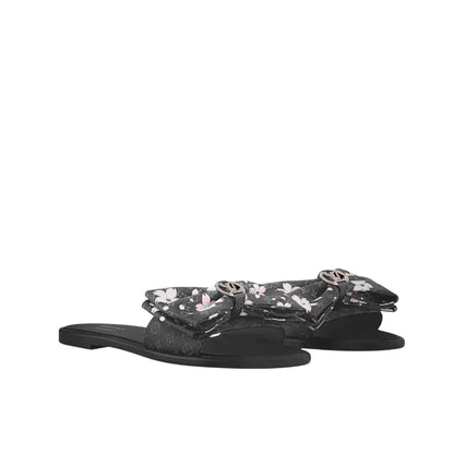 LOUIS VUITTON X TAKASHI MURAKAMI LILY FLAT MULE MONOGRAM BLACK