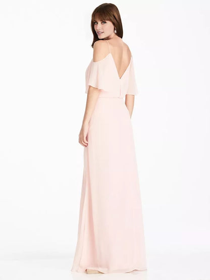 V-neck off shoulder sleeveless thin shoulder strap backless and floor length Prom dress