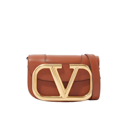 VALENTINO GARAVANI SUPERVEE V LOGO SMALL BAG BROWN 18CM