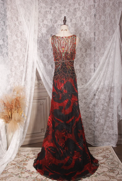 Charming Sleeveless Chiffon Beaded Mermaid Long Party Dress Birthday Prom Gown