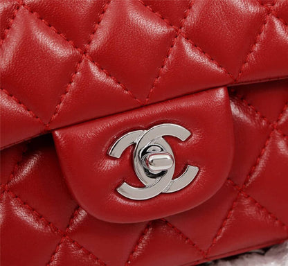 Chanel Medium Classic Double Flap Red Silver Hardware 25.5Cm