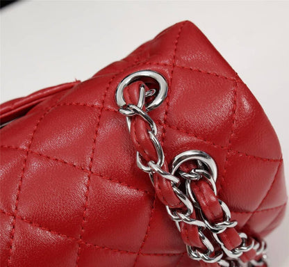 Chanel Medium Classic Double Flap Red Silver Hardware 25.5Cm