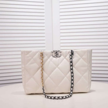 Chanel Quilted 19 East West Shopping Bag White 41Cm