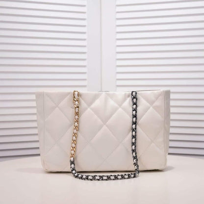 Chanel Quilted 19 East West Shopping Bag White 41Cm