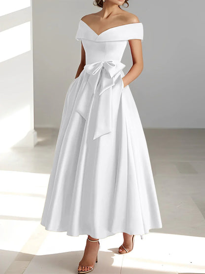 A-line/Princess Off Shoulder Pocket Mother of the bride dresses