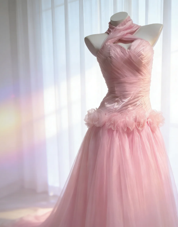 Sweet Pink Tulle Long Birthday Party Dress Prom Dress SP1626