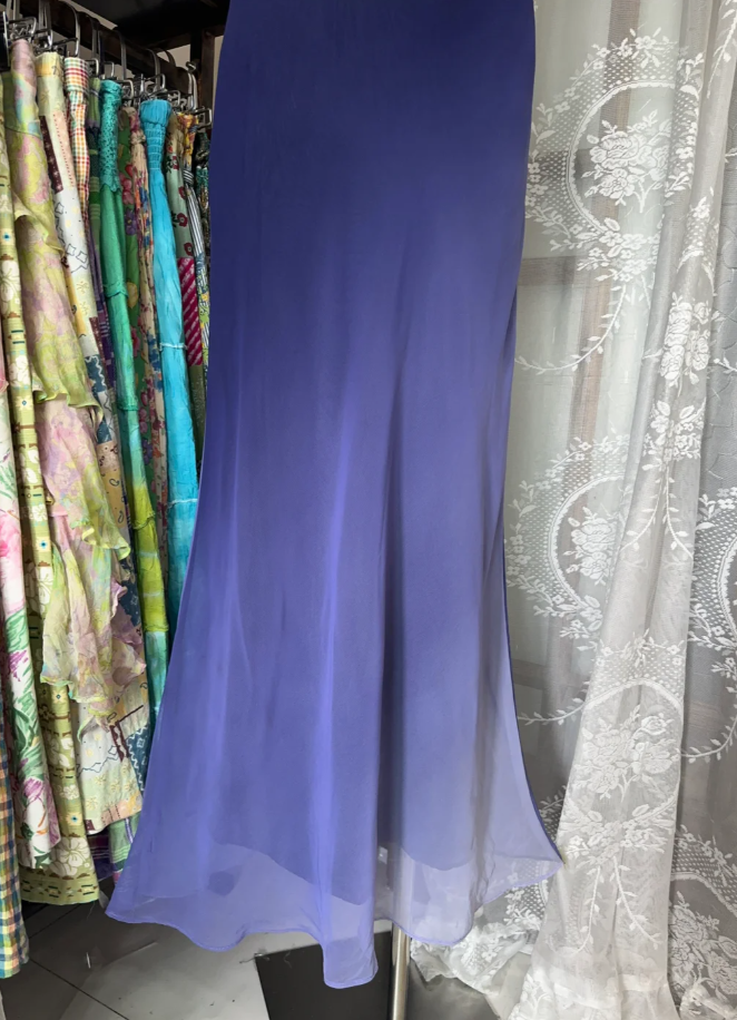 Vintage Spaghetti Straps Ombre Purple Mermaid Long Party Dress Evening Gown