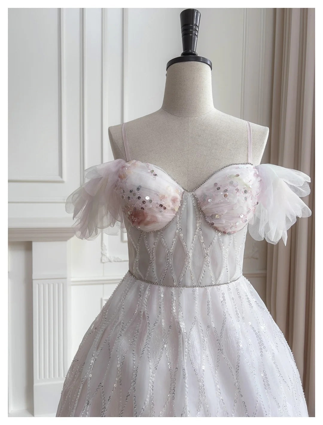 Girlhomeshops-Pink Sweet Sequin Short Tulle Homecoming Dress Birthday Party Dress gh5042