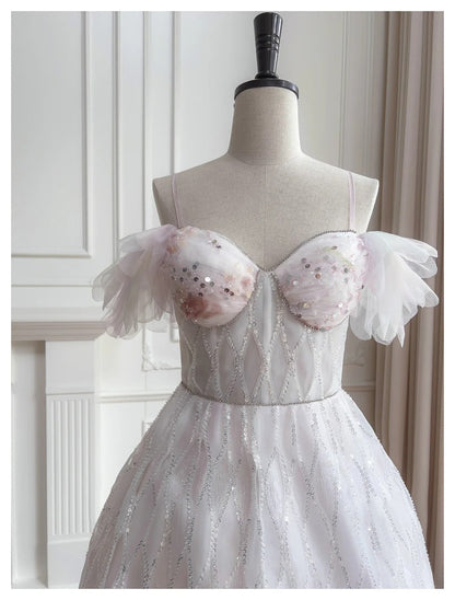 Girlhomeshops-Pink Sweet Sequin Short Tulle Homecoming Dress Birthday Party Dress gh5042