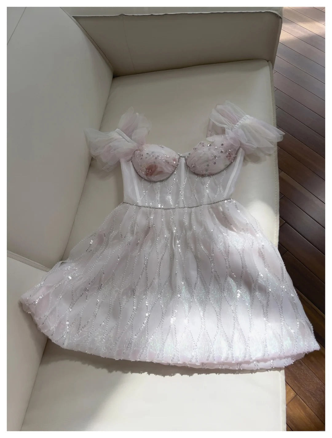 Girlhomeshops-Pink Sweet Sequin Short Tulle Homecoming Dress Birthday Party Dress gh5042