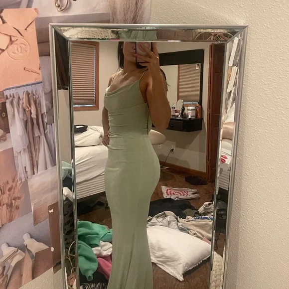 Sexy Green Satin Mermaid Backless Prom Dress Party  Dress  ,Long Wedding Guest Outfit Y7257