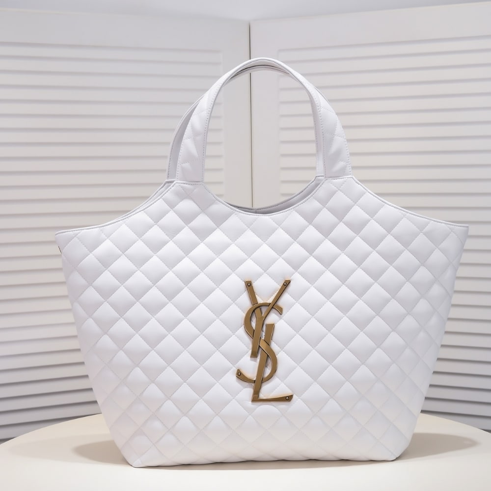 Saint Laurent Icare Maxi Shopping Bag In Quilted White 50Cm 698651AAANG1000