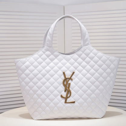 Saint Laurent Icare Maxi Shopping Bag In Quilted White 50Cm 698651AAANG1000