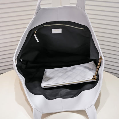 Saint Laurent Icare Maxi Shopping Bag In Quilted White 50Cm 698651AAANG1000