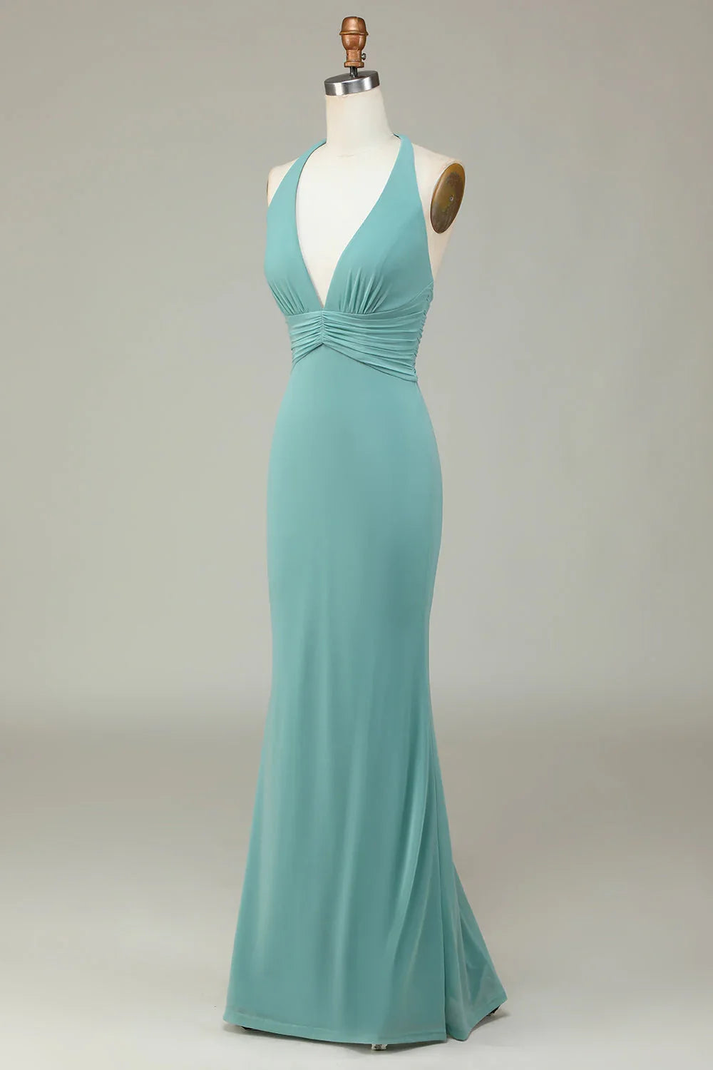 Mermaid neck hanging sea glass bridesmaid dress