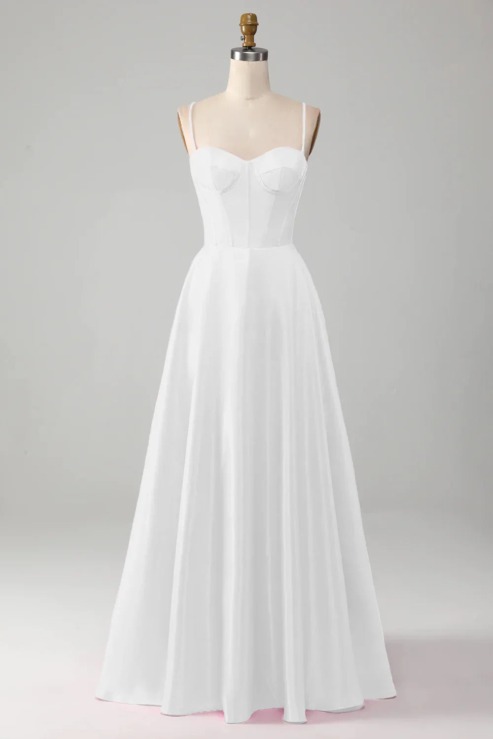 Minimalist white tight fitting corset wedding dress