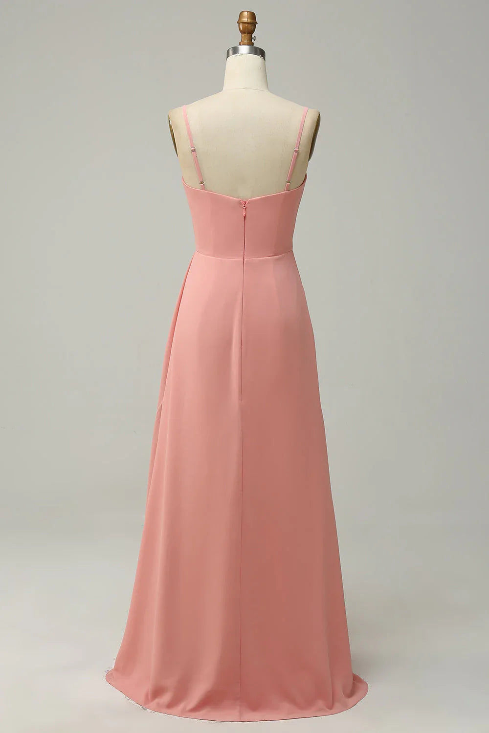 Green pendant long chiffon bridesmaid dress