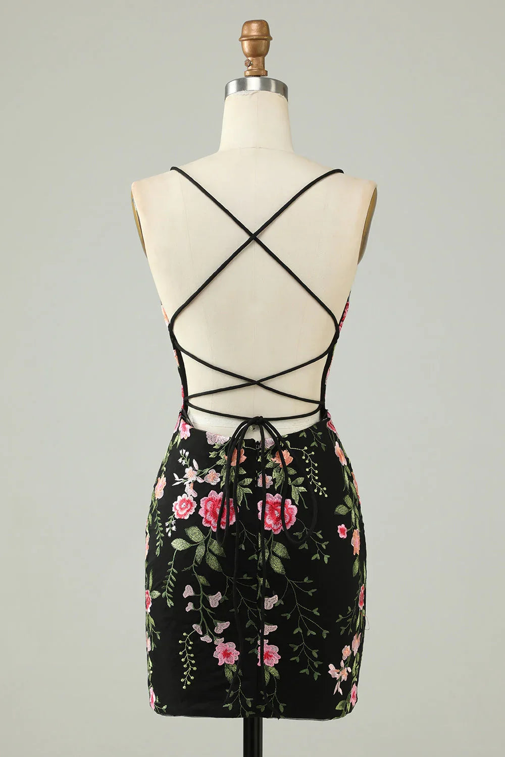 Charming Appliques Spaghetti Straps Bodycon Design A-line Homecoming Dress TP3646