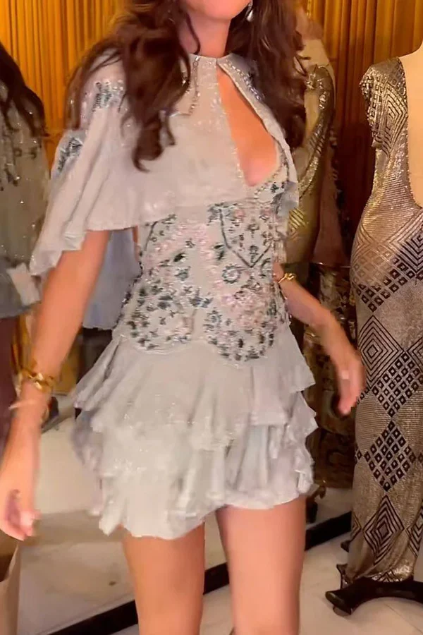 Gorgeous Spaghetti Straps Mint Green Chiffon Sequin Beaded Homecoming Dress Cocktail Dress Formal Birthday Outfits Y8936