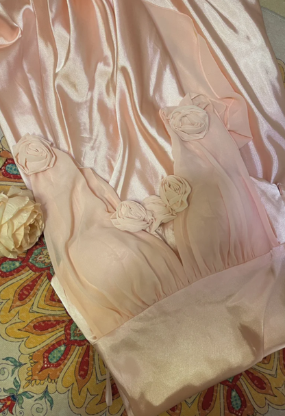 Pretty Pink V Neck Satin Mermaid Long Wedding Guest Dress Formal Birthday Prom Dress Party Gown